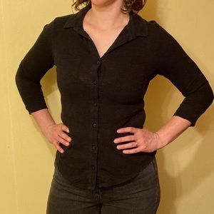 Black 3/4 sleeve button up